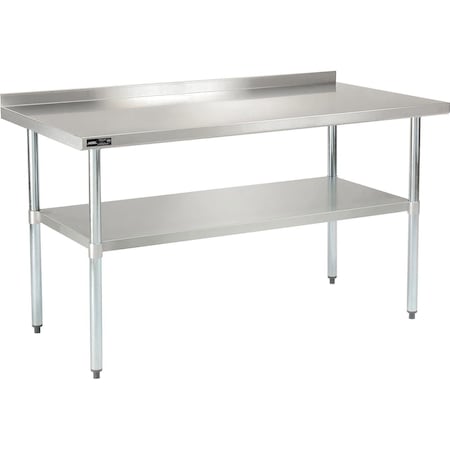 Nexel 60W x 30D 18 Gauge 430 Stainless Steel Workbench 2 Backsplash, Galvanized Legs & Undershelf 319060